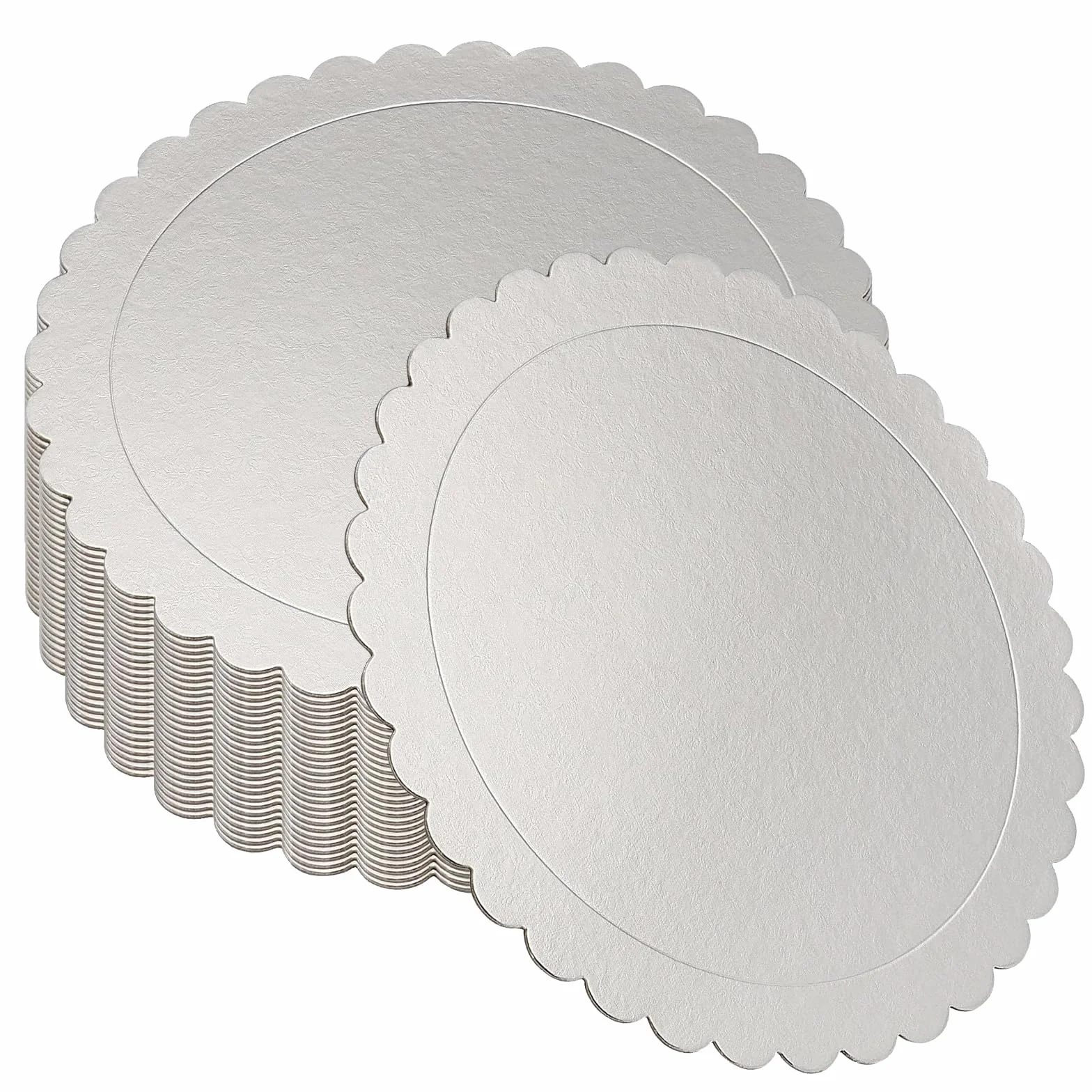 PINGEUI 30 vassoi rotondi per torte 25,4 cm cartone argentato 2 mm base smerlata