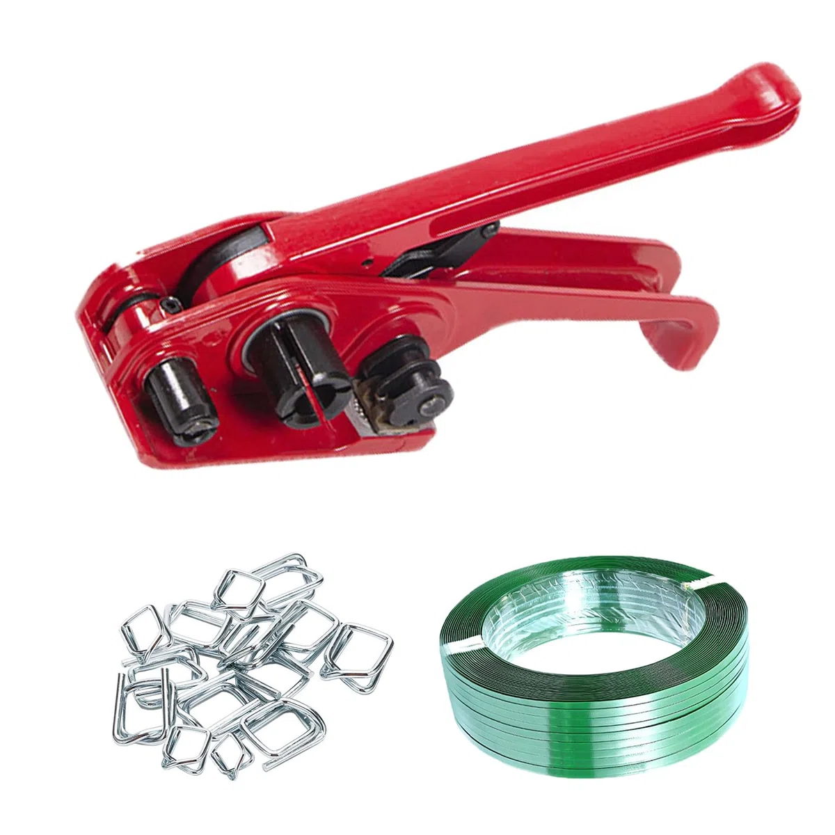 Kit Di Strumenti Manuale Per Reggiatrice Per Pallet,Reggiatrice Manuale Set Da 13-19 Mm(Accessori Inclusi 250 m Di Nastro Flessibile In Fibra Di Poliestere + 100 Ganci Metallici)