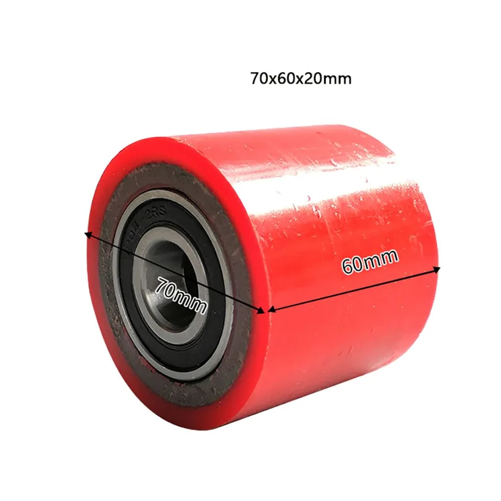 Set da 4 Pezzi - Rulli per transpallet integrati 6204 Cuscinetti 20 mm di Diametro Interno Diametro 70 mm Larghezza 60 mm Ruota in Poliuretano per carichi Pesanti 70 x 60 x 20 mm