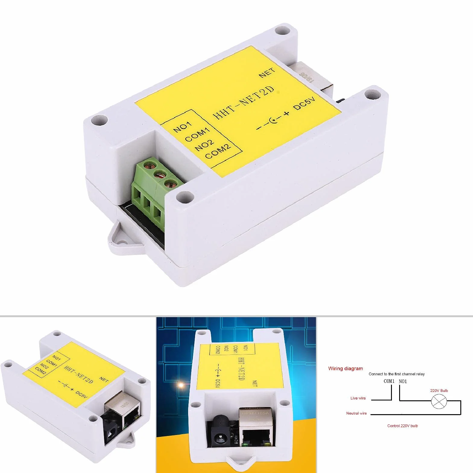Modulo relè di rete IP Affidabile controller relè a 2 canali Ethernet Interruttore relè di rete IP Modulo di controllo remoto watchdog per controllo casa intelligente DC5V