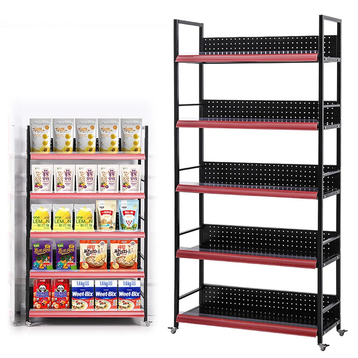 Scaffale del supermercato Mobile con Ruote, Snack Grandi Bevande in Medicina Medicina Cravatta per la Cucina delle farmacie, Carrello a Push-Pull a Multistrato