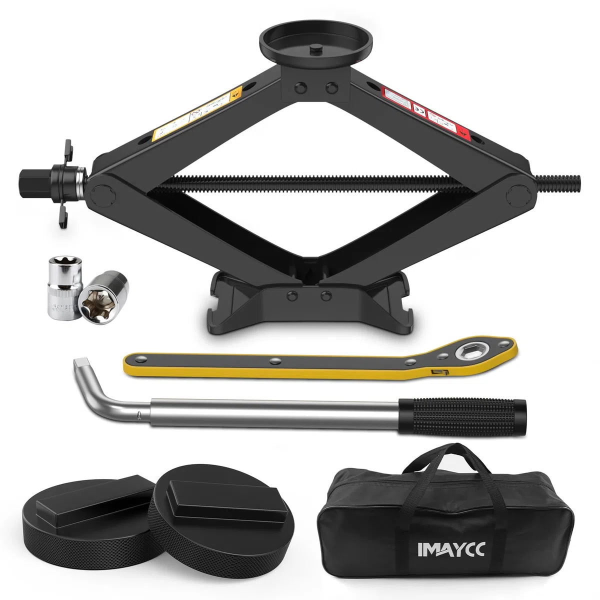 IMAYCC Cric Per Auto Universale 2.5T/2500kg, Cric Auto Per BMW Con Tampone In Gomma BMW, Cric Portatile Per Auto Serie1/3/5/6/7/Z/X Con Chiave Per Dadi Ruota, Kit Emergenza Auto Per Auto BMW Serie