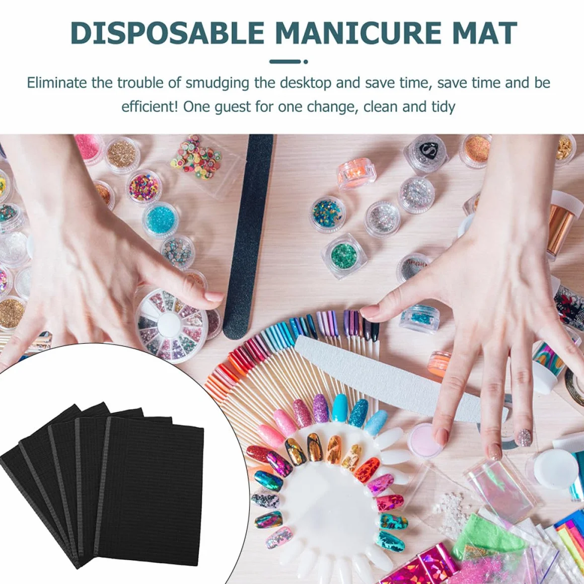Tovaglietta Monouso 125 Pezzi Nero Carta Assorbente per Manicure Nail Art