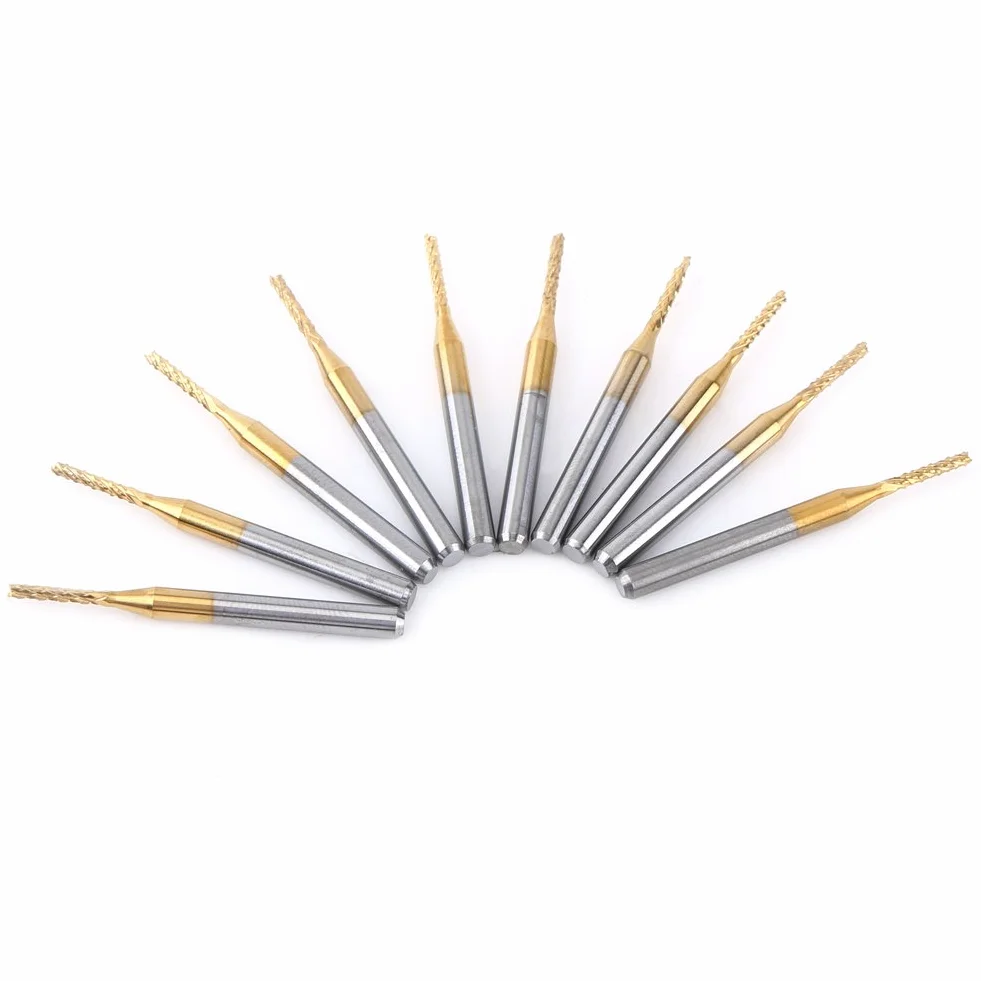 Punte per Frese 10Pcs 1.5mm 1/8'' in Carburo - Punte per Incisione Rivestite in Tungsteno - Fresa a Candela per PCB, Fibra di Plastica, Carbonio
