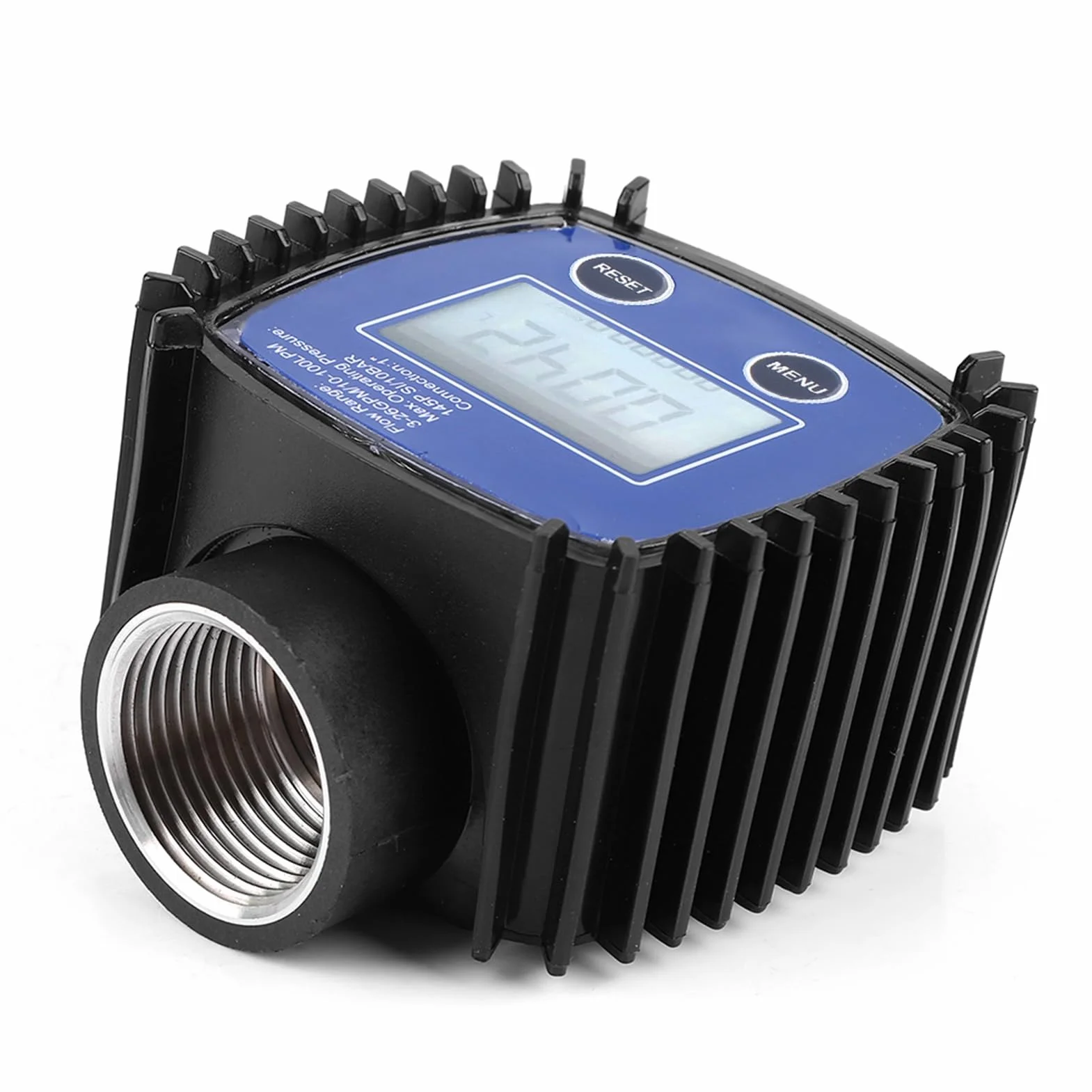 Eujgoov Misuratore di Portata a Turbina Digitale con Filettatura Interna da 1 Pollice per Acqua, Olio,