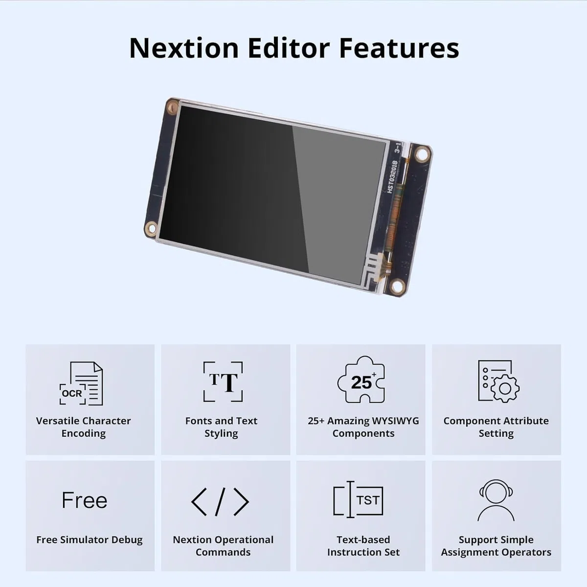 Digitalkey NX4024K032 Display Nextion LCD IoT da 3,2 Pollici, Risoluzione 400x240, MCU 48MHz, 16MB Flash, Kit con Display HMI, Cavo XH2.54 4P, Scheda Test Alimentazione per Dispositivi Smart