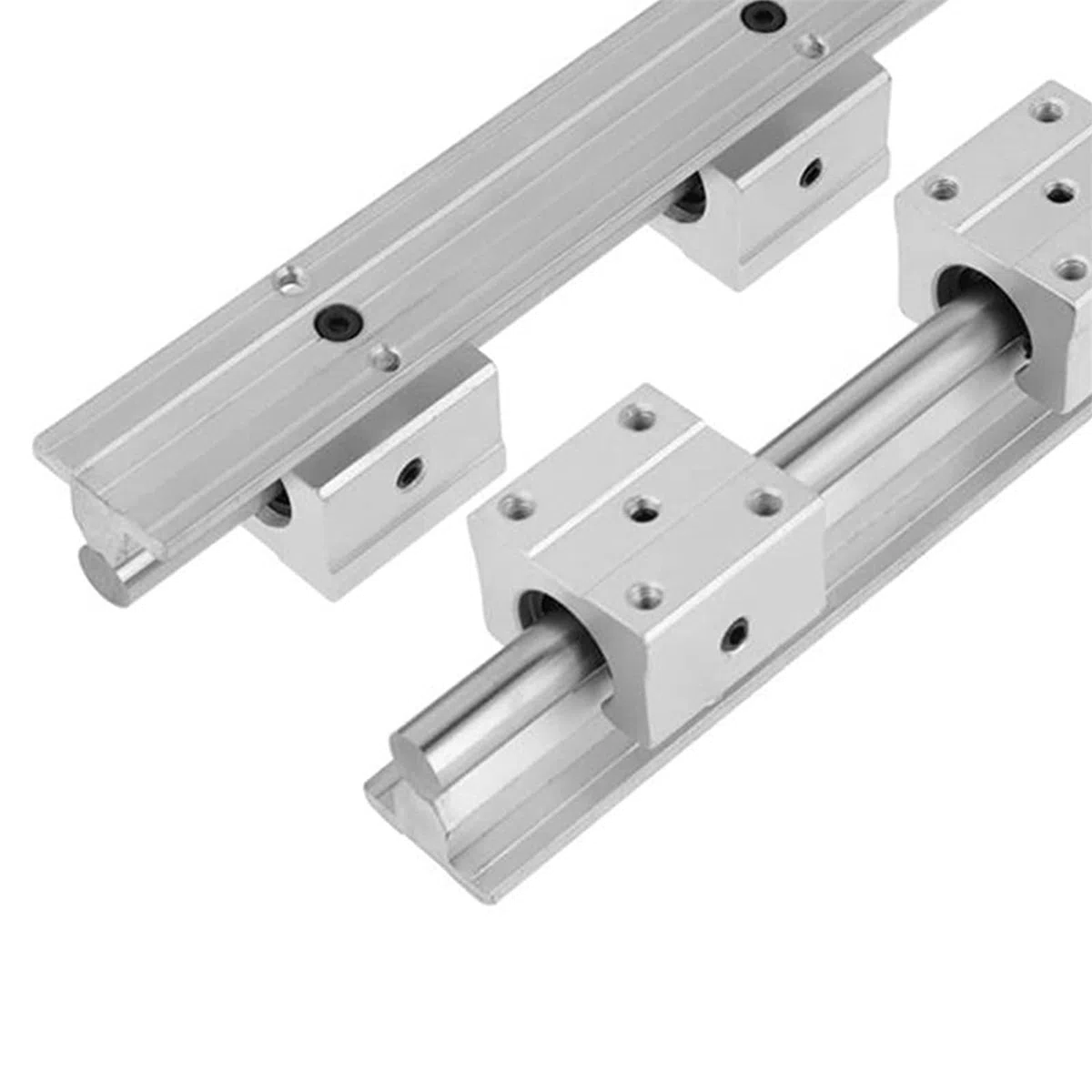 Guida Lineare SBR20 1200mm Set di Guide per Cuscinetti Lineari con 2 x Alberi di Guida da 1200 mm e 4 x Blocchi SBR20UU, Guida di Scorrimento Lineare Inossidabile con Fori Preforati