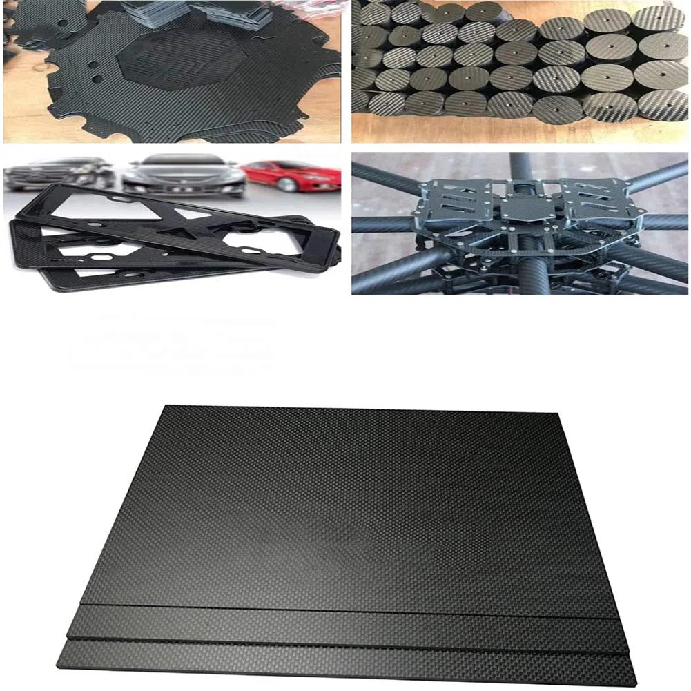 Foglio di lamiera in fibra di carbonio 2 mm x 400 mm x 500 mm, per pannello in fibra di carbonio telaio drone fai da te, (tessuto semplice opaco)
