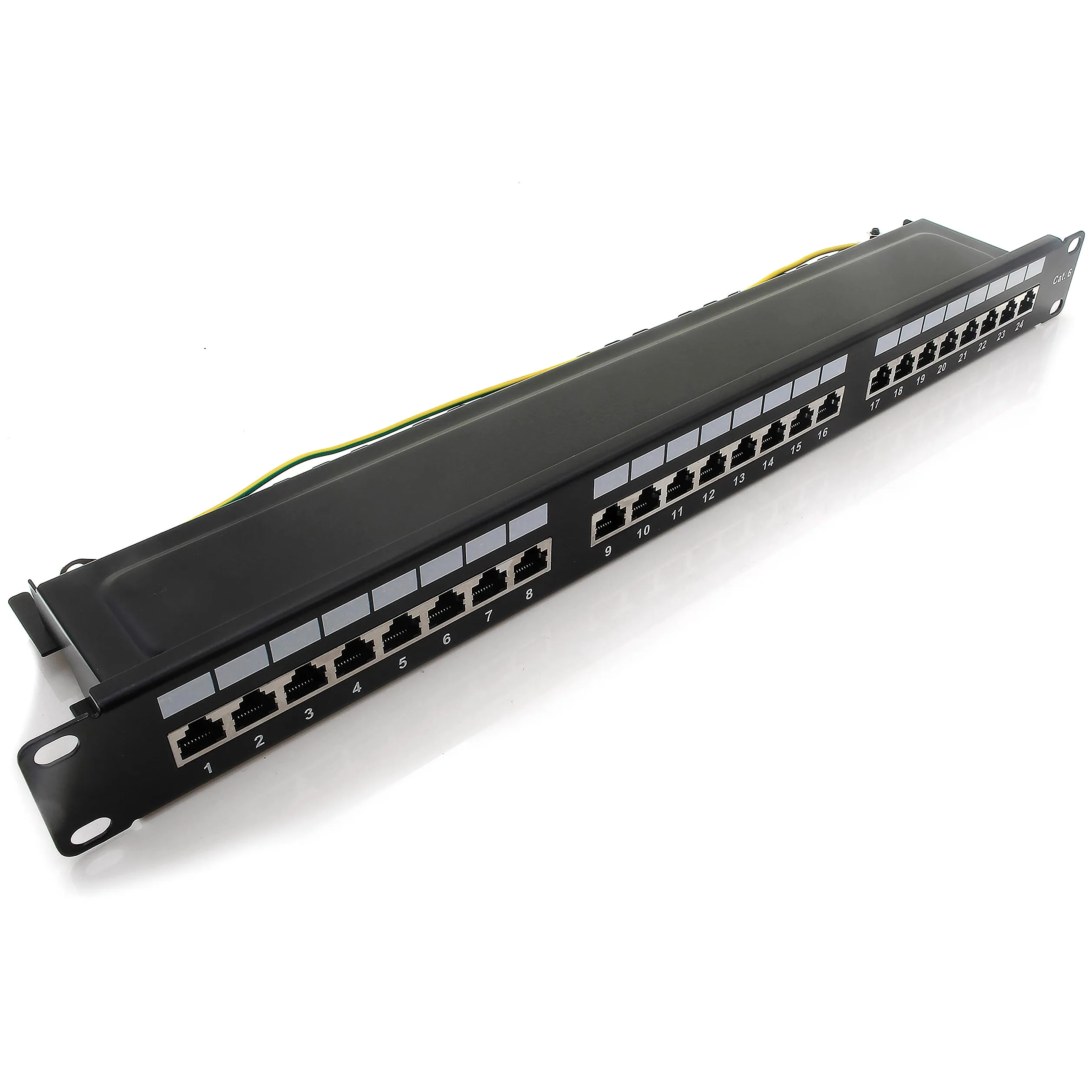 1aTTack.de Patch Panel CAT5 CAT6 CAT7 - Presa di rete RJ45 Keystone, alloggiamento in metallo CAT6 24 porte Nero Patchpanel CAT6