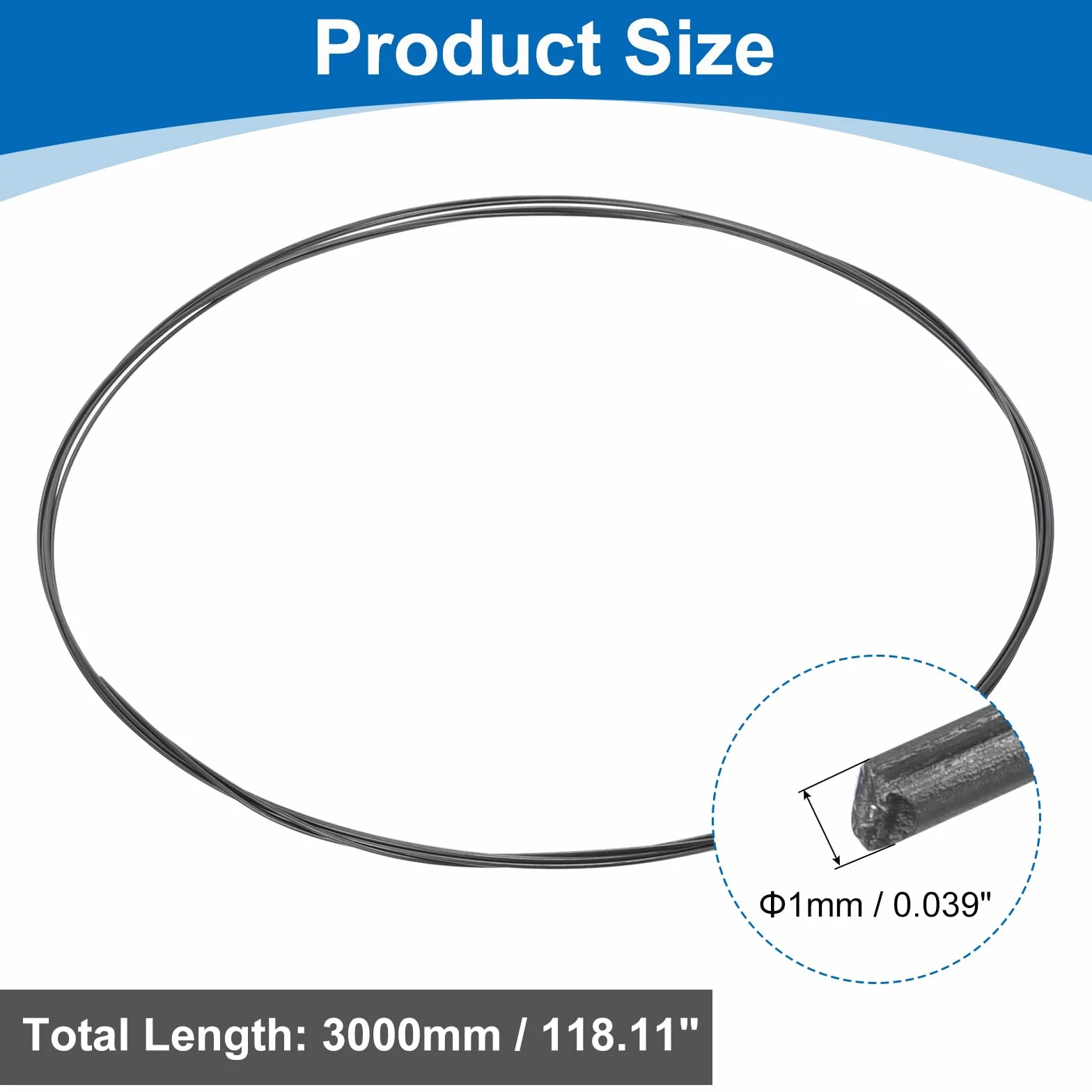 sourcing map Filo di tungsteno, 99,95% filo di tungsteno ad alta purezza, diametro 1 mm x lunghezza 3 metri, bobina di metallo filamento di tungsteno per la produzione di lampadine per l'industria