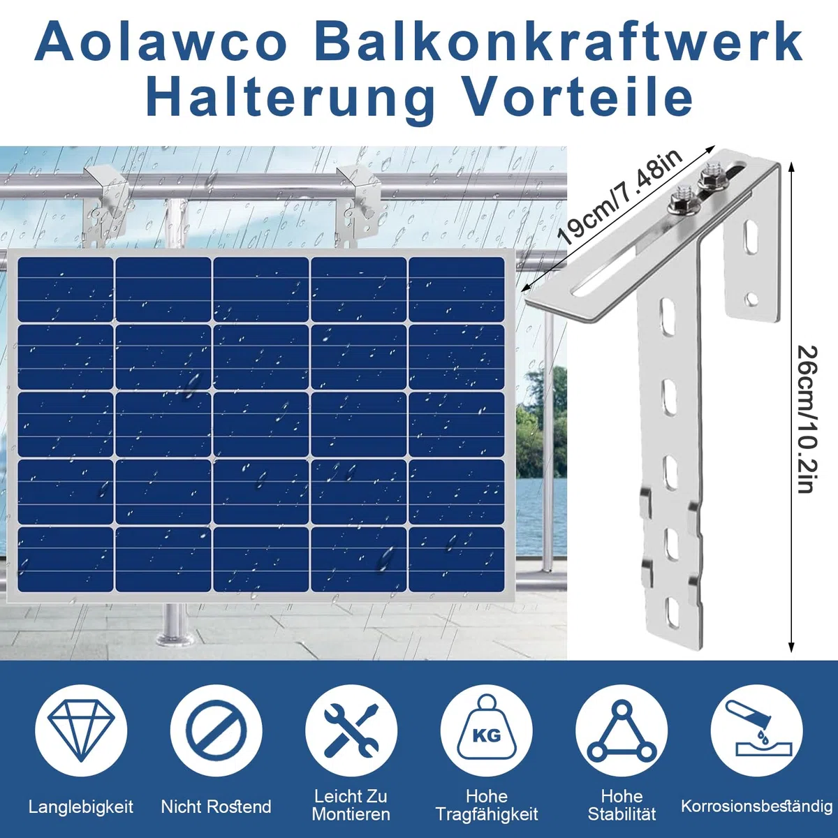 4 Pezzi Staffe per Pannelli Fotovoltaici - Supporto Pannello Solare, kit di Montaggio per Pannelli Solari Senza Fori, Per Balcone, Tetto