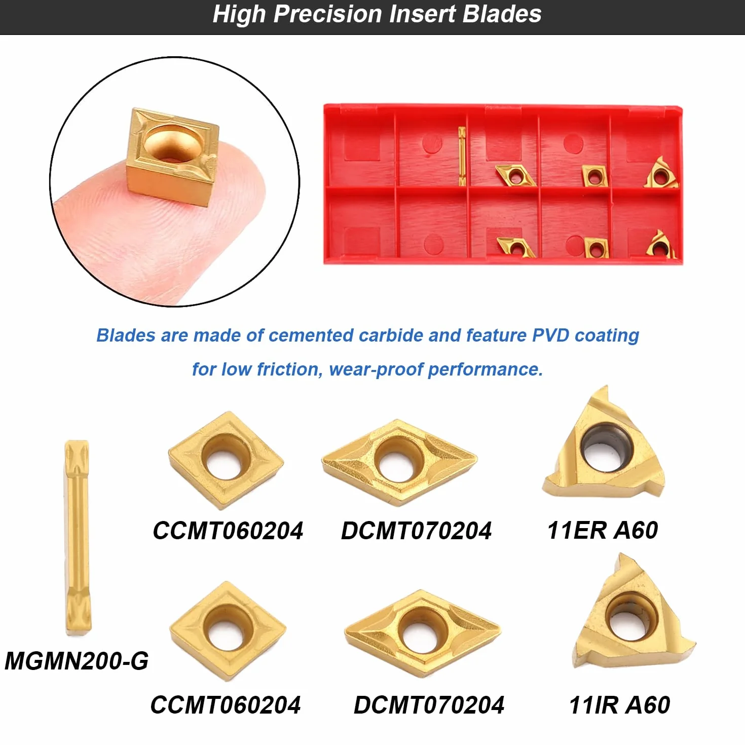 21 Pezzi Tornio Carburo Utensile per Tornitura Utensili 10mm Tornio CNC Set CNC per Tornitura in Carburo Strumento di Tornitura Bit Set Inserto in Carburo con Chiavi per Utensili per Torni