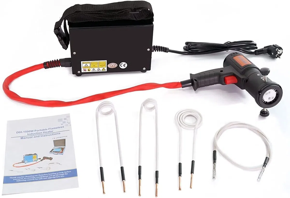 Riscaldatore a induzione elettromagnetica portatile, 1500W Strumento di rimozione del riscaldamento per bulloni arrugginiti senza fiamma, rimozione sicura di dadi, bulloni, cuscinetti, per bulloni