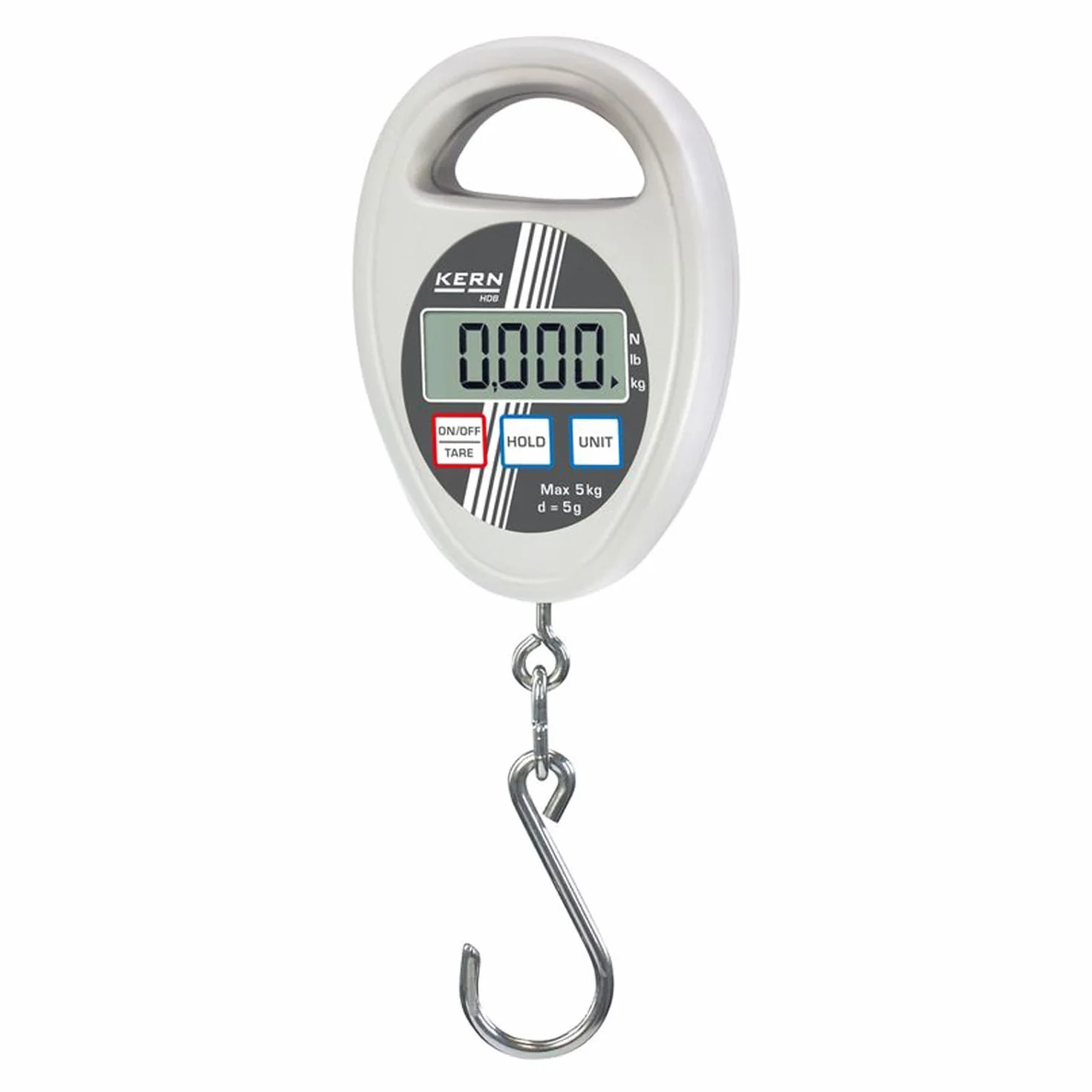 KERN Pratica bilancia a mano per una pesatura rapida e mobile, portata di 10 kg, leggibilità di 10 g