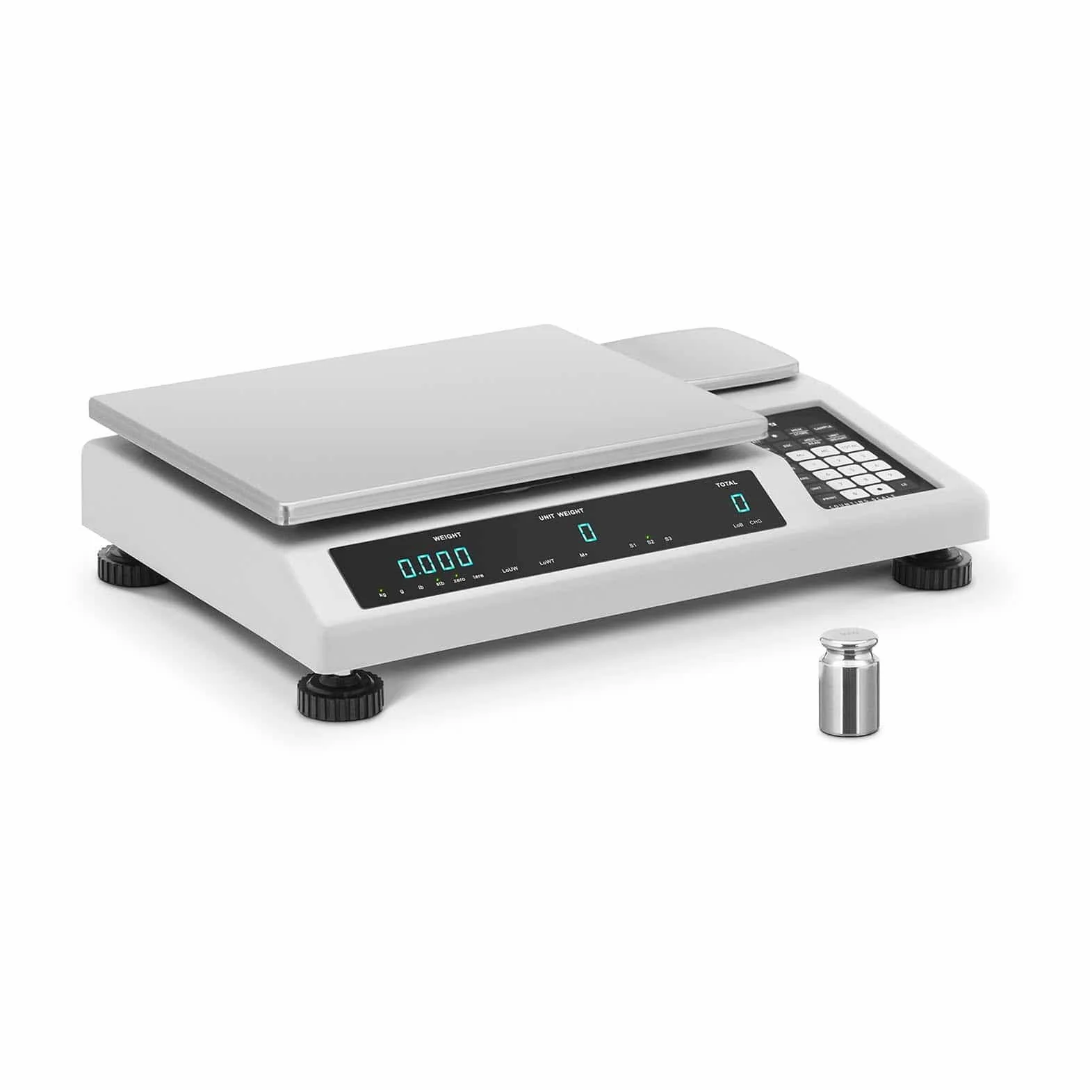 Steinberg Systems Bilancia Contapezzi 50 kg / 1 g 34,5 x 26 cm 3 LED con Scala di Riferimento 25 kg / 0,05 g Bilancia Elettronica Bilancia Inventario Pesatura Industriale Sospesa