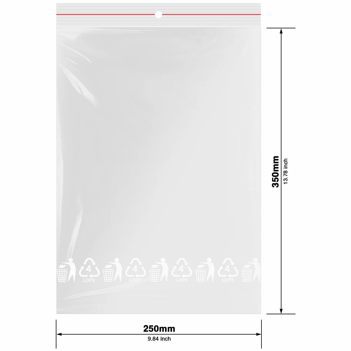 Sacchetti con chiusura a zip 250 x 350 mm 50 µm trasparenti polietilene 100 unità