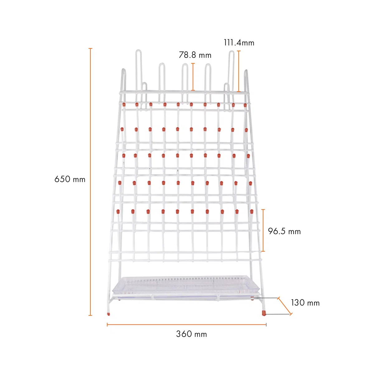KENZIUM - Pack 2 x Scolapiatti per Materiale di Laboratorio | 55 posizioni | Acciaio rivestito in PVC | con Vassoio di Raccolta dell'Acqua