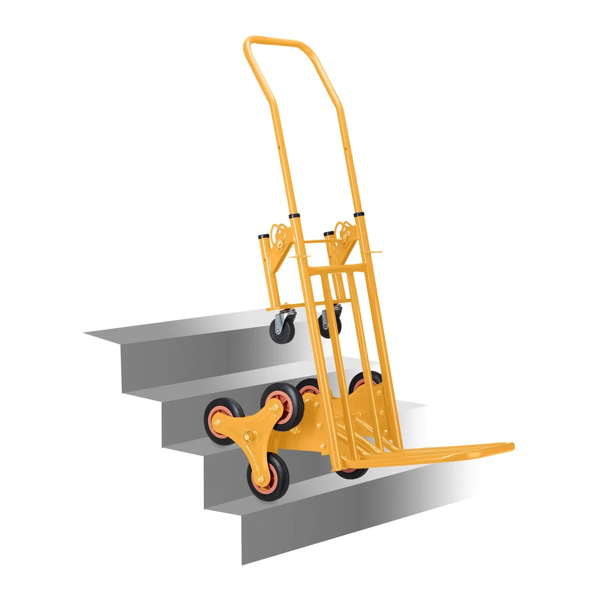 Relaxdays Carrello Portapacchi per Scale, Carrellino da Trasporto Trolley Saliscale capacità di Carico 50/150 kg, Giallo