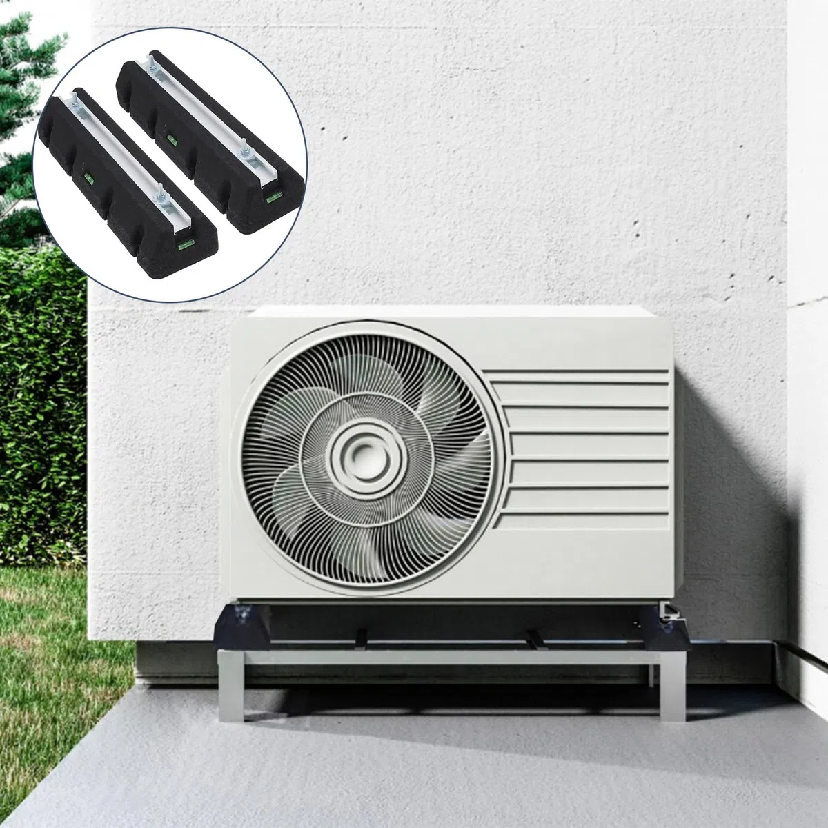 Base Ammortizzante Per Aria Condizionata E Pompa Di Calore, Piedini Antivibrazioni In Gomma Con Livella A Bolla, Set Base Ammortizzante, Resistente Ai Raggi Uv, 400 Kg, Portata (400 Mm), Per Aria