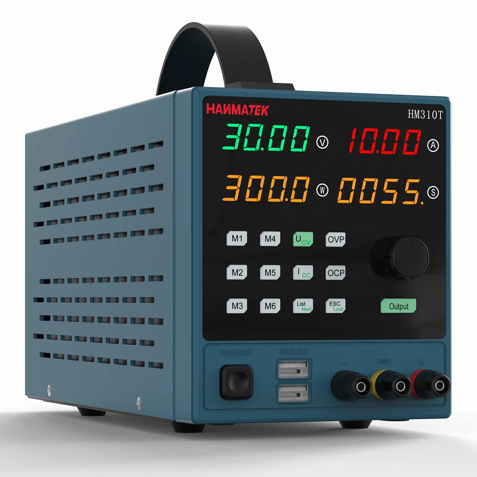 Alimentatore da Banco, Portabile Alimentatore Regolabile Laboratorio 0-10 A / 0-32 V, Memoria 6 Set Dati, Controllo del Computer e Pulsante, Funzionamento Automatico