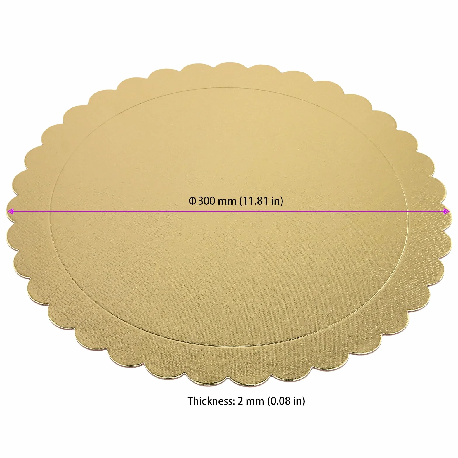 MUKSEUT Vassoi rotondi per torte 30 cm confezione da 25, base rotonda ondulata 2 mm, oro