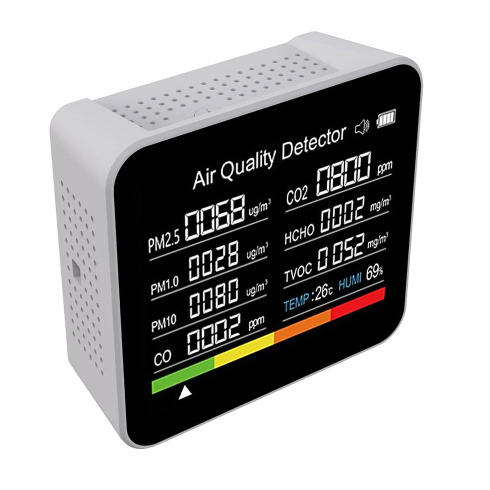Monitoraggio della qualità dell'aria 9 in 1 Misuratore TVOC HCHO PM2.5 PM1.0 PM10 Temperatura Umidità