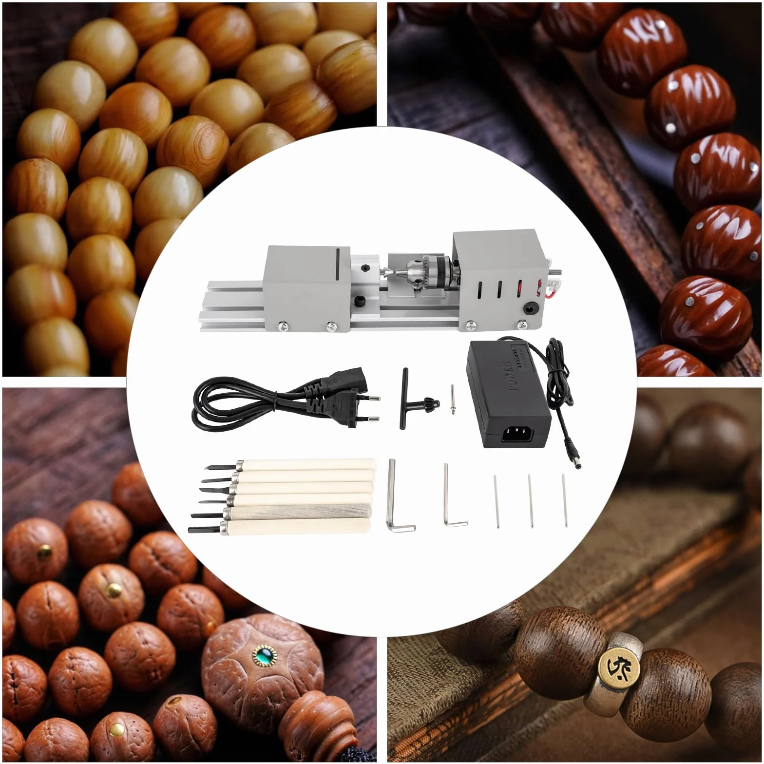 Micro perline buddiste, piccolo tornio, lucidatura, taglio auto, palline, macchina per perline Buddha, mini panchine per la lavorazione del legno, palissandro, Huanghuali, conchiglie