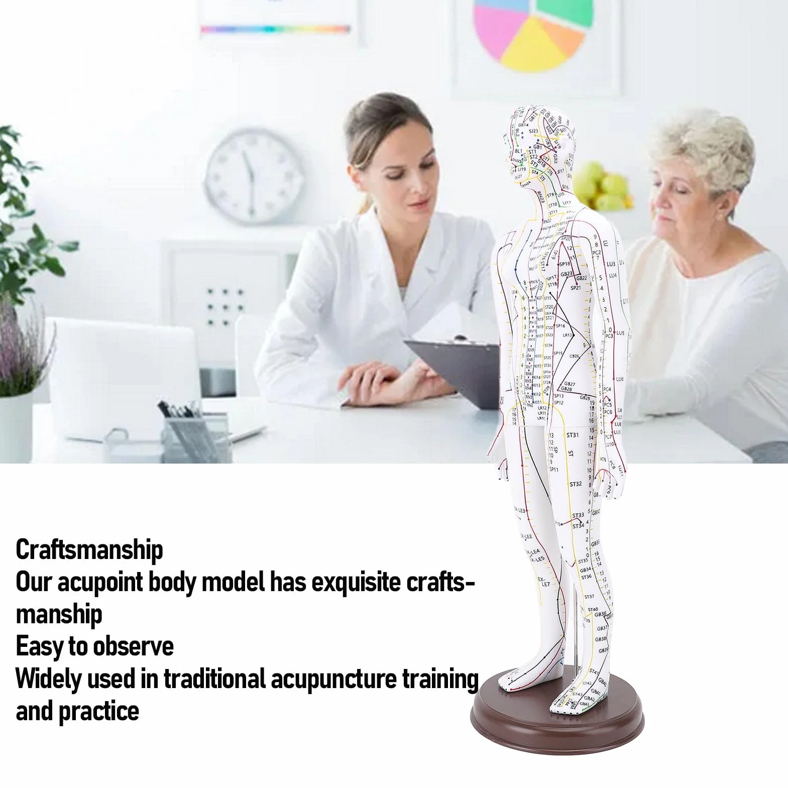 52 Cm / 20,47 Pollici Bambola di Agopuntura, Modello di Agopuntura del Corpo Umano, Modello di Pressione di Manichino Maschile/femminile. (femmina)
