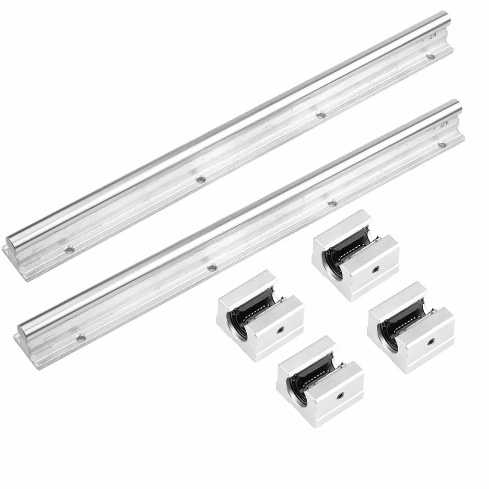 2 x SBR12 / 20 Guida lineare 300-1000mm Albero lineare Guida di scorrimento per albero e 4 x SBR12 / 20 UU Blocco cuscinetti Stampante 3D Parti CNC Φ12 / 20mm (SBR16, 1200 mm-2Pezzi)