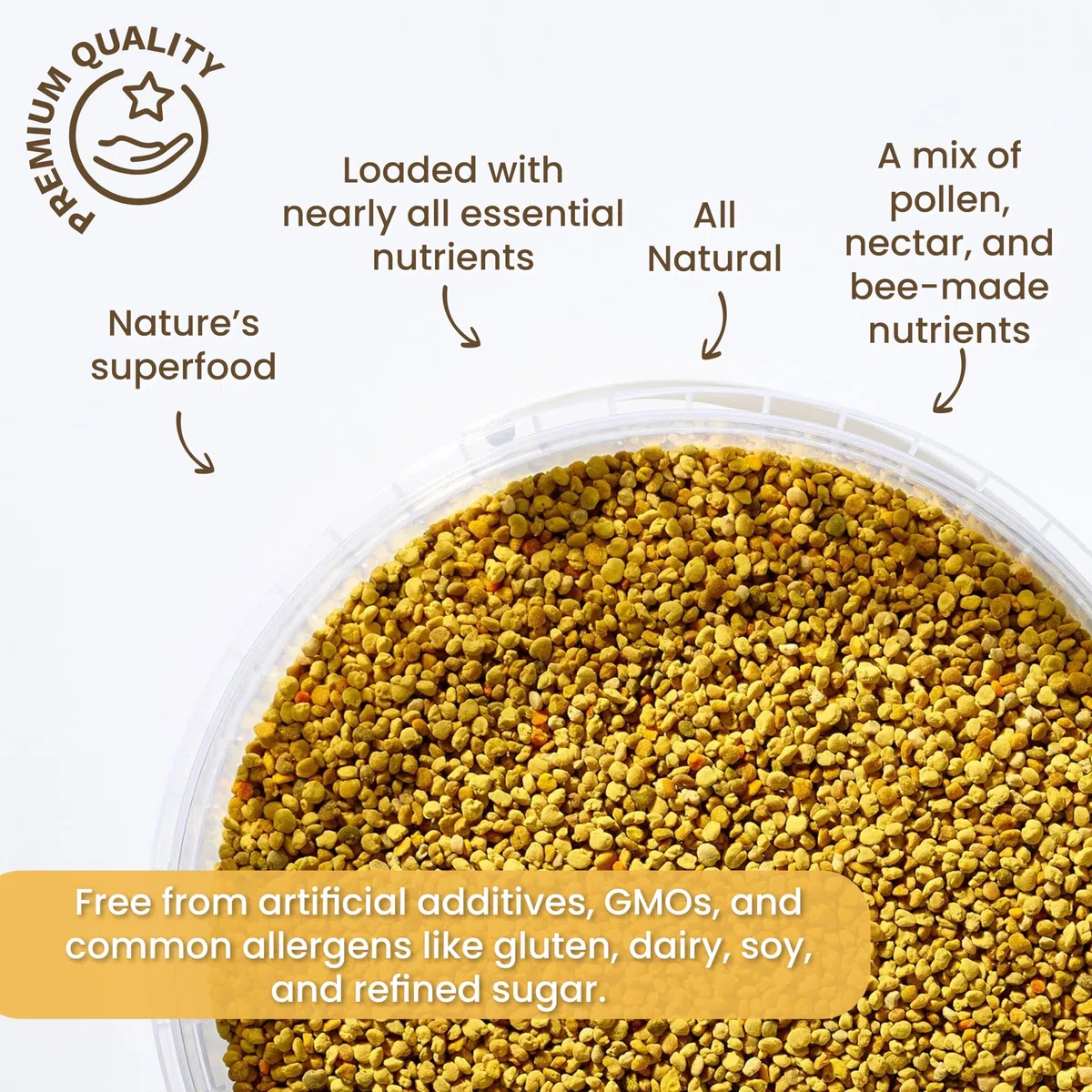 Earthbreath Granulato per api, puri, grezzi, naturali, per un sostegno immunitario sano, privo di additivi artificiali (1,5 kg)