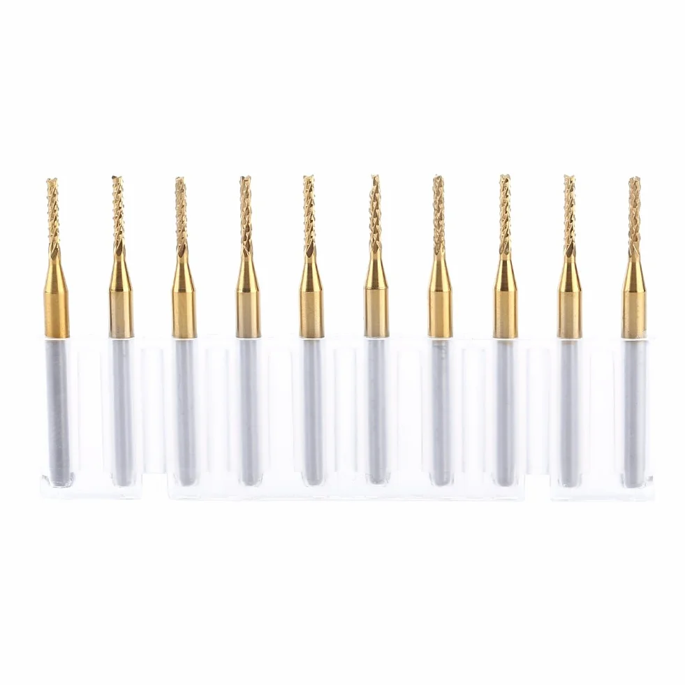 Punte per Frese 10Pcs 1.5mm 1/8'' in Carburo - Punte per Incisione Rivestite in Tungsteno - Fresa a Candela per PCB, Fibra di Plastica, Carbonio
