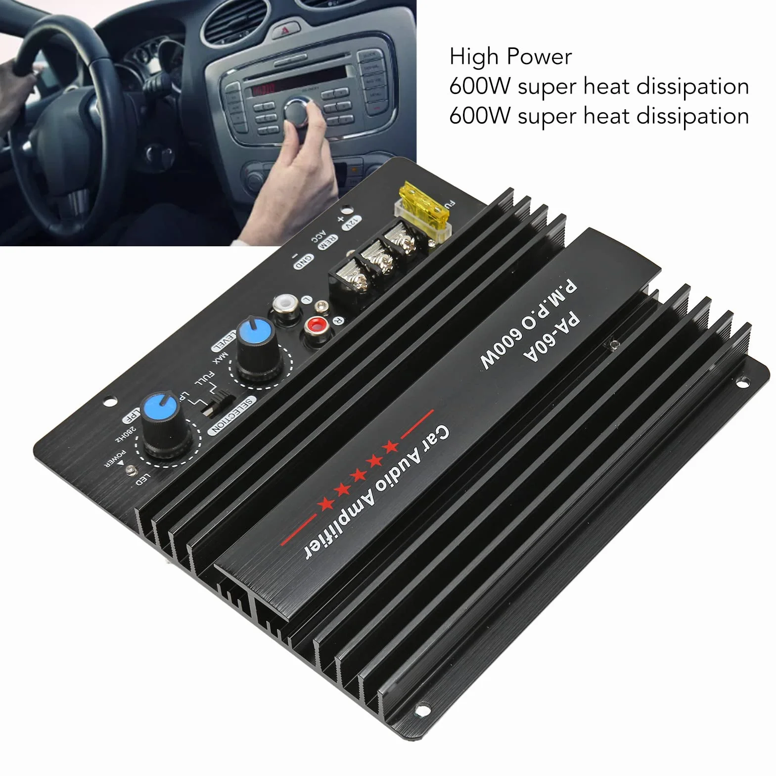 Amplificatore Audio per Auto da 600 W, Scheda Amplificatore Digitale Scheda Amplificatore Subwoofer per Bassi Ad Alta Potenza 12V, Modulo Scheda Amplificatore di Potenza per