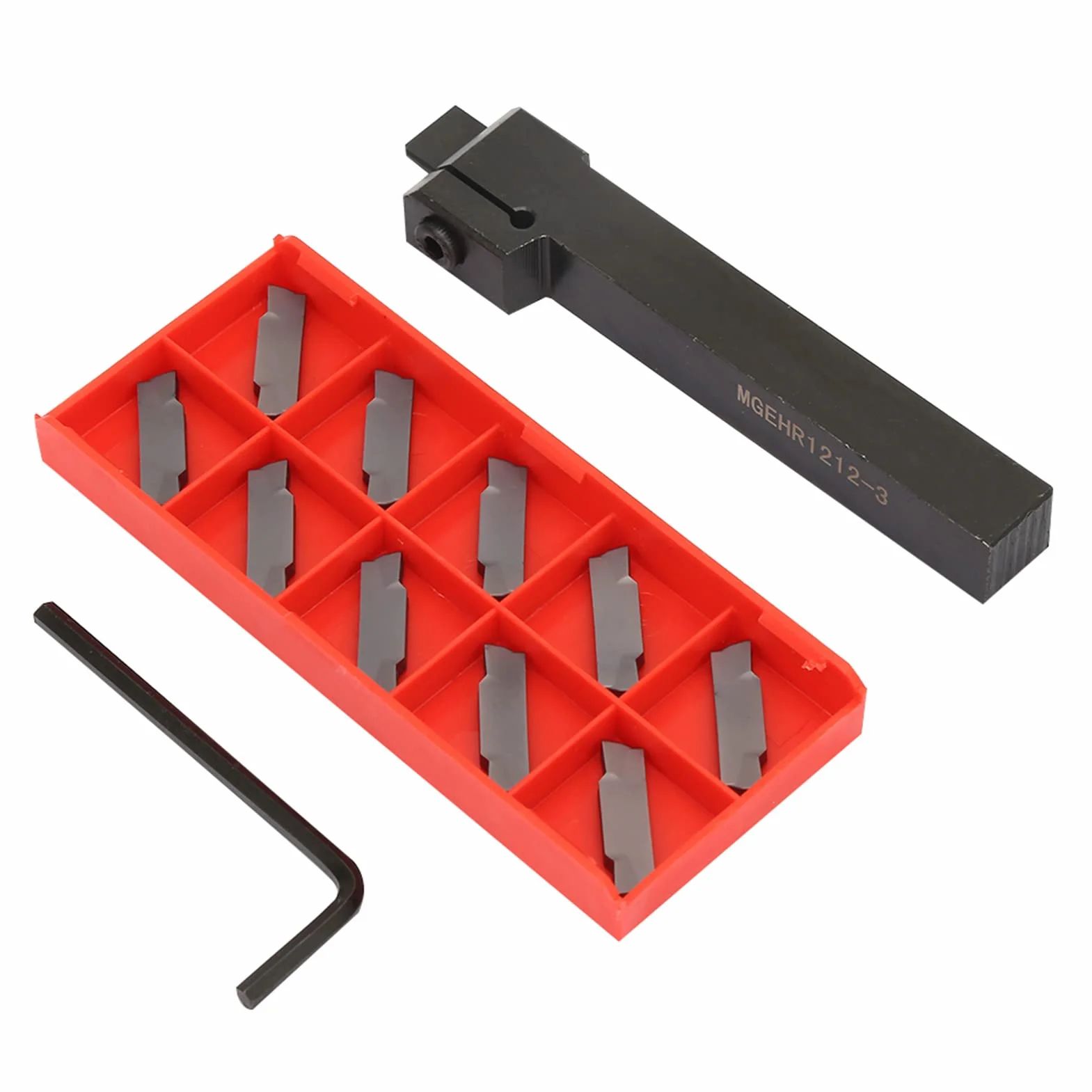 Akozon utensile troncatore per tornio + Tool ehr1212-3 Portautensili di tornitura scanalati e scanalati separati, portautensili CNC con 10 lame Accessori di ricambio mn300 Sostituzione