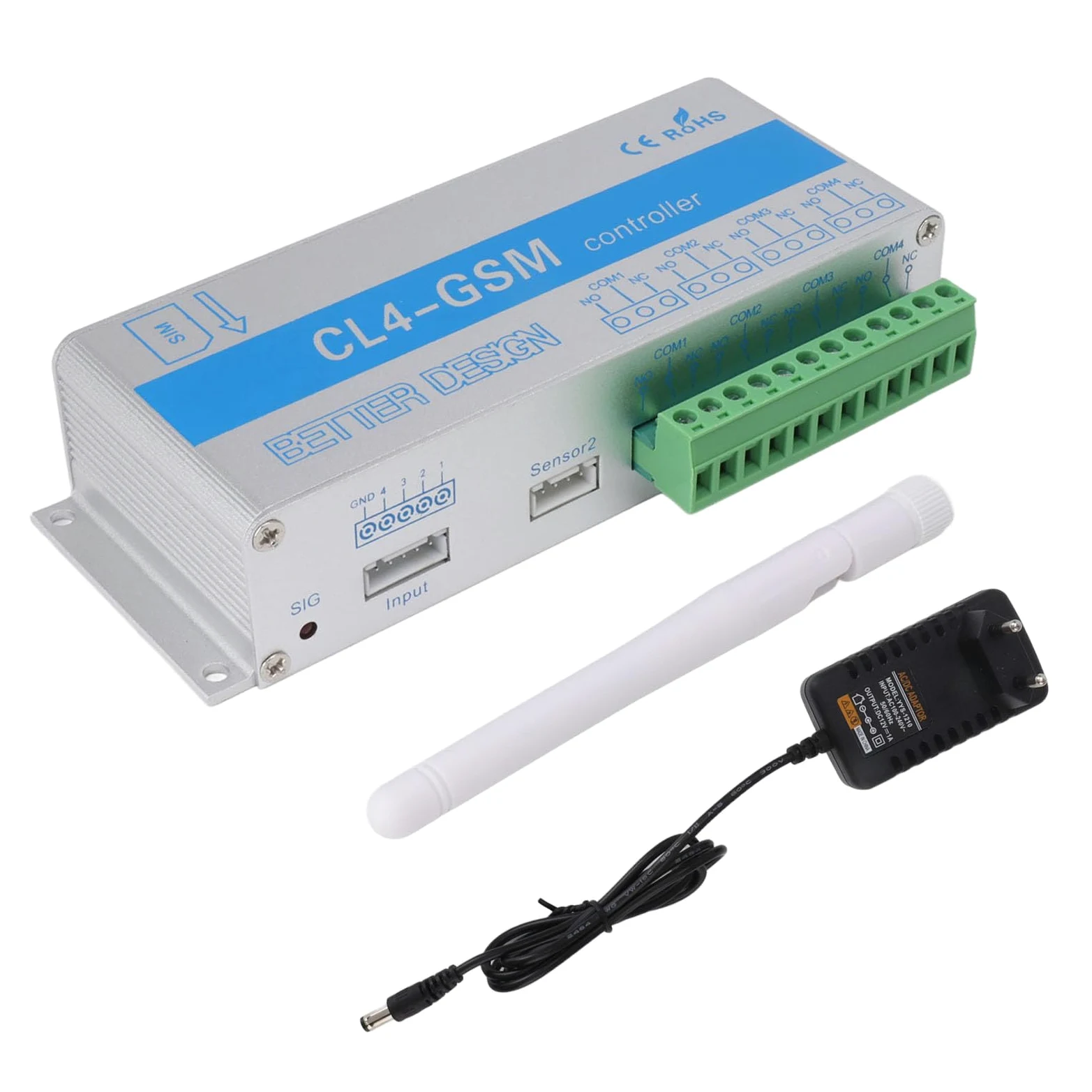 GSM Apriporta, Controllo Accesso Remoto Senza Limiti Distanza, Interruttore Relè con IP30 Alluminio, Frequenza 850 900 1800 1900 MHz, Per Garage Magazzino Industria