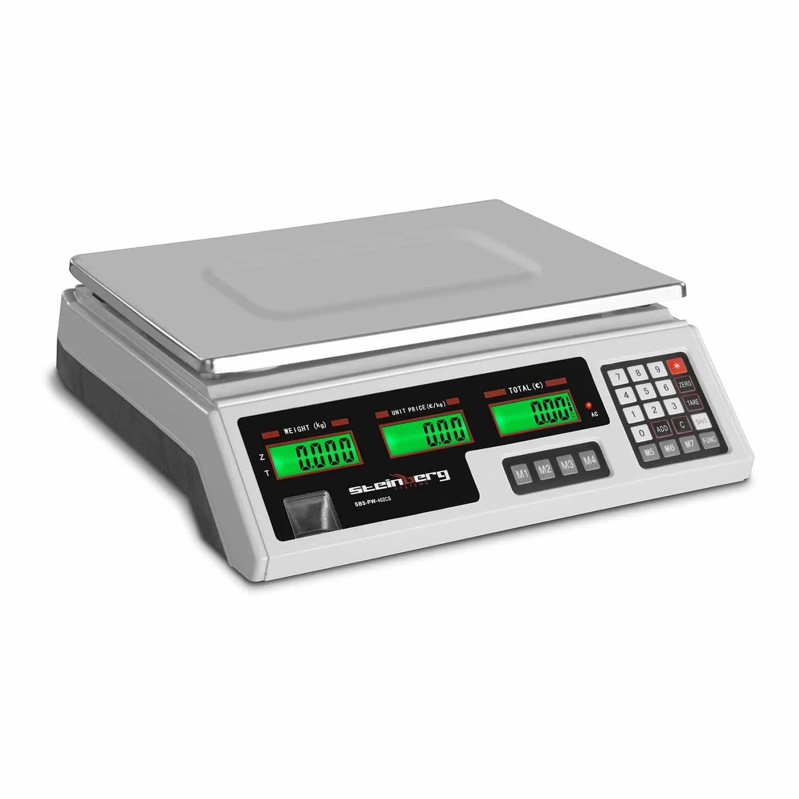Steinberg Bilancia Contapezzi Bilancia di Controllo SBS-PW-402CS (Plastica ABS, Acciaio inox, 4 V, 8 ore, 4 Ah, 5 g - 40 kg)
