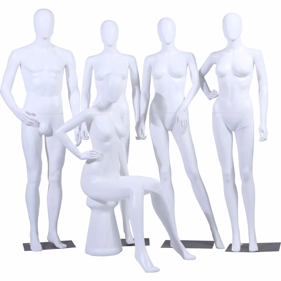 NMC-1W Manichino Maschile e Femminile FC Bianco Opaco Senza Viso Braccia e Testa Girevole a 360 Gradi