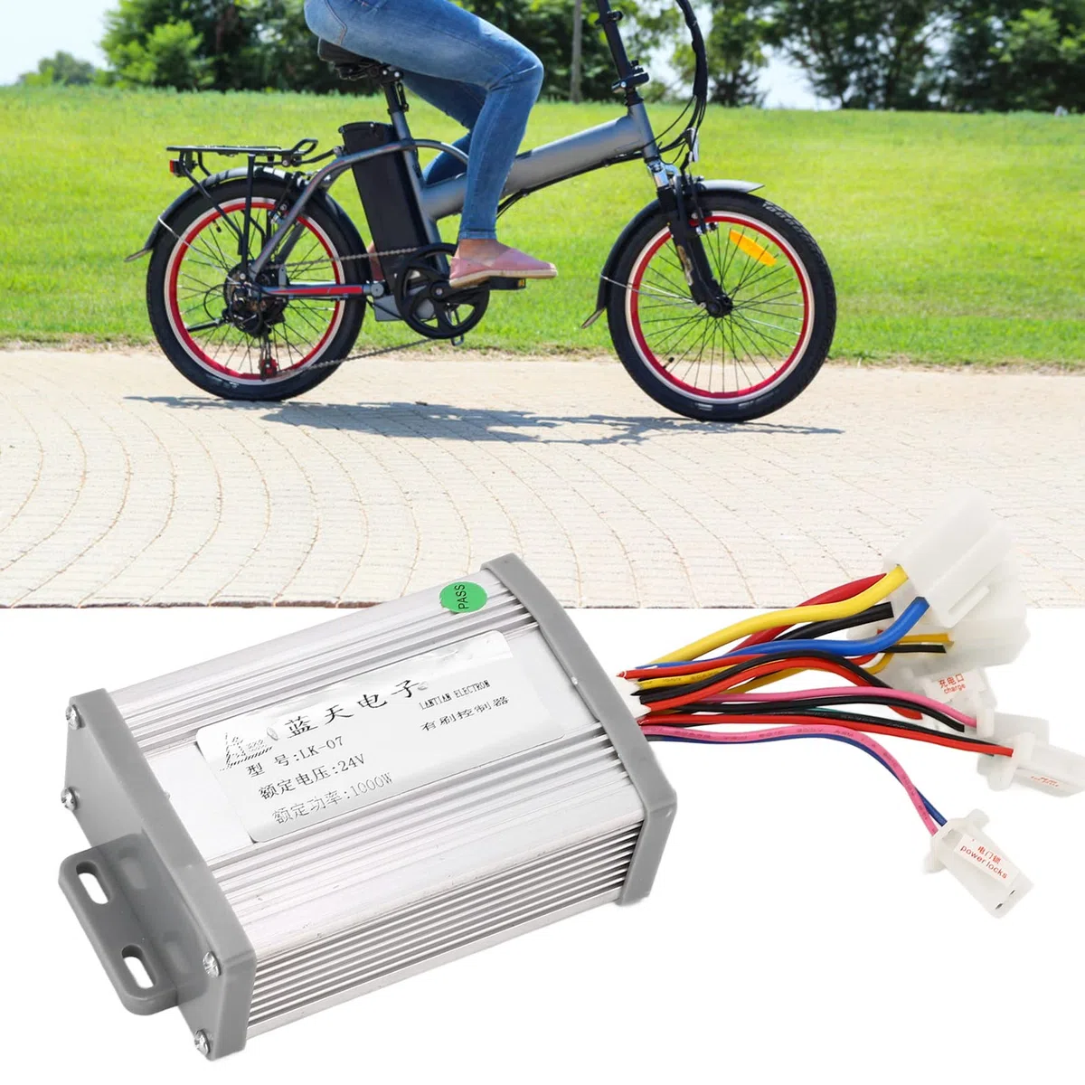 Fockety Controller Spazzolato Bici Elettrica, Regolatore di velocità Motore Spazzolato 24V 1000W, Modulo di Controllo Driver Motore Spazzola Scatola di Controllo Motore Spazzola