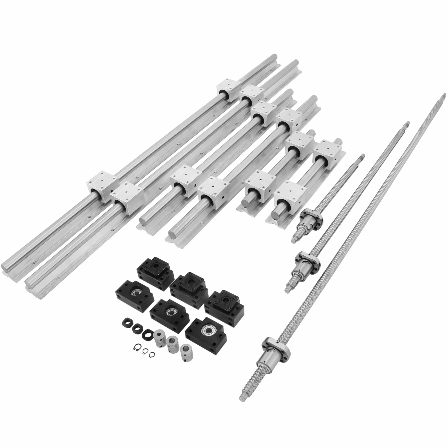 VEVOR Guida Lineare SBR20 da 6001000 mm, Set di Guide per Cuscinetti Lineari 300, con 3 Viti a Ricircolo di Sfere da C7, Materiale in Acciaio di Alta Qualità, Facile da Installare