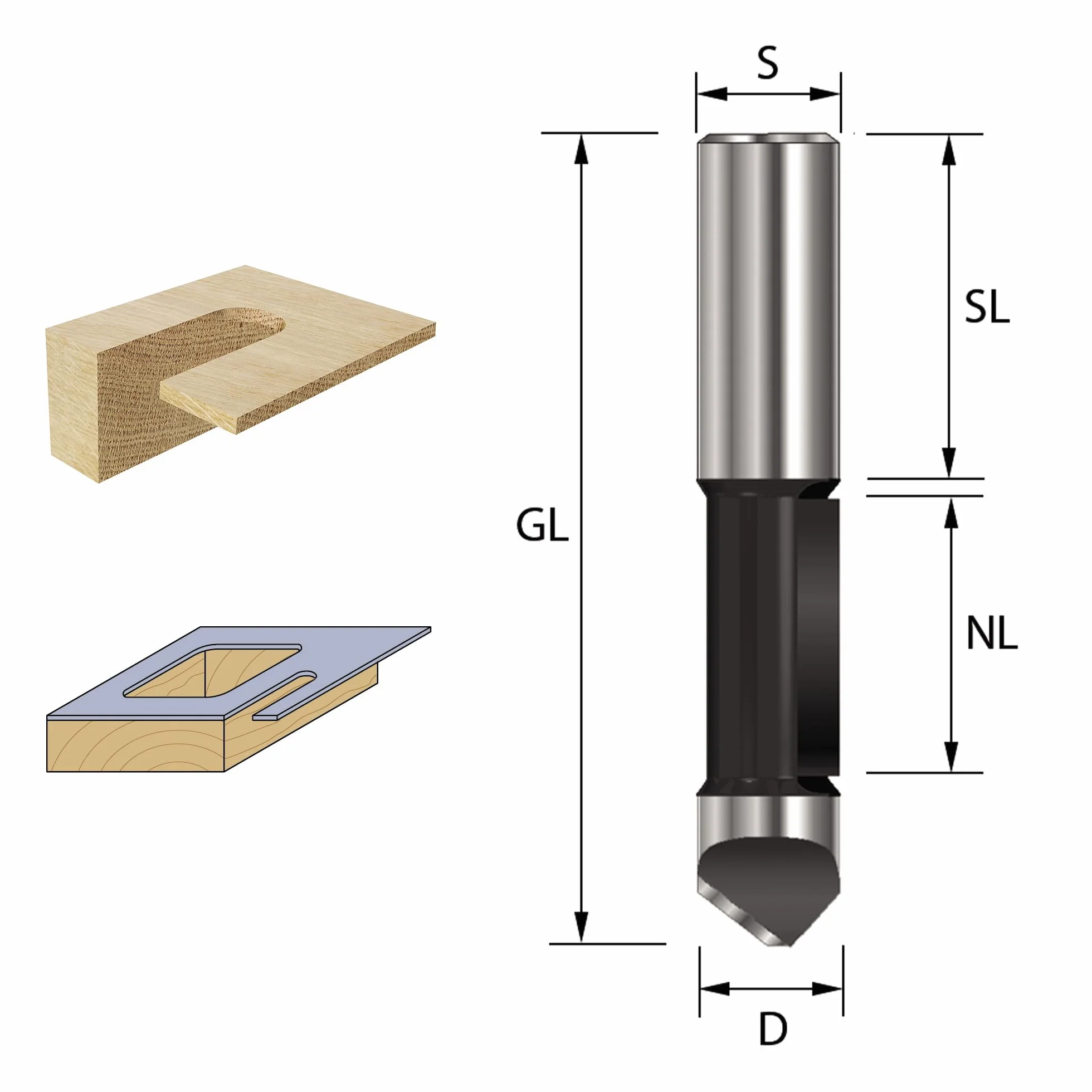 ENT 11770 Fresa da taglio e copiare Carburo Gambo 6 mm Diametro 6 mm NL 19 mm SL 32 mm GL 65 mm