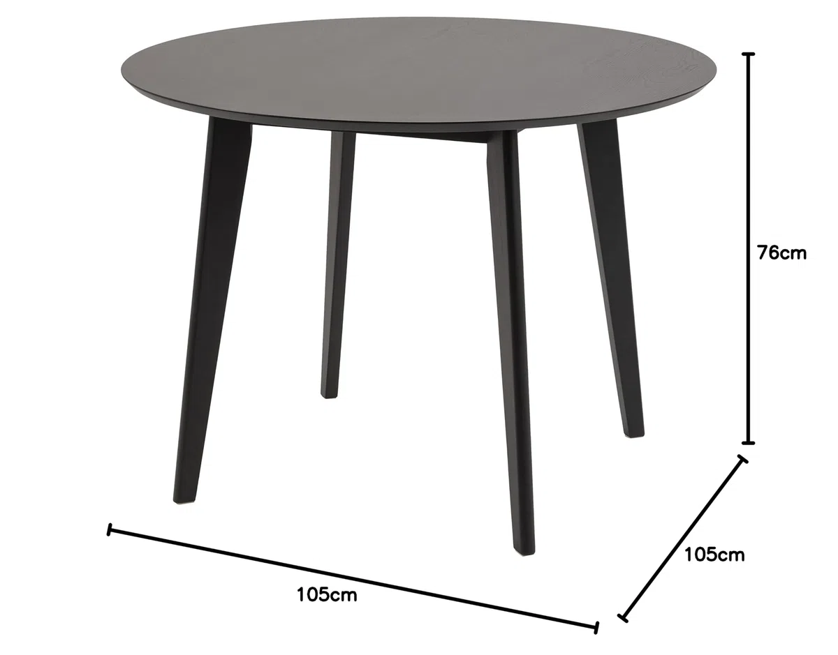 AC Design Furniture Roxanne tavolo da pranzo, nero, impiallacciatura rovere/albero della gomma, L: 105 x P: 105 x H: 76 cm, 1 pz