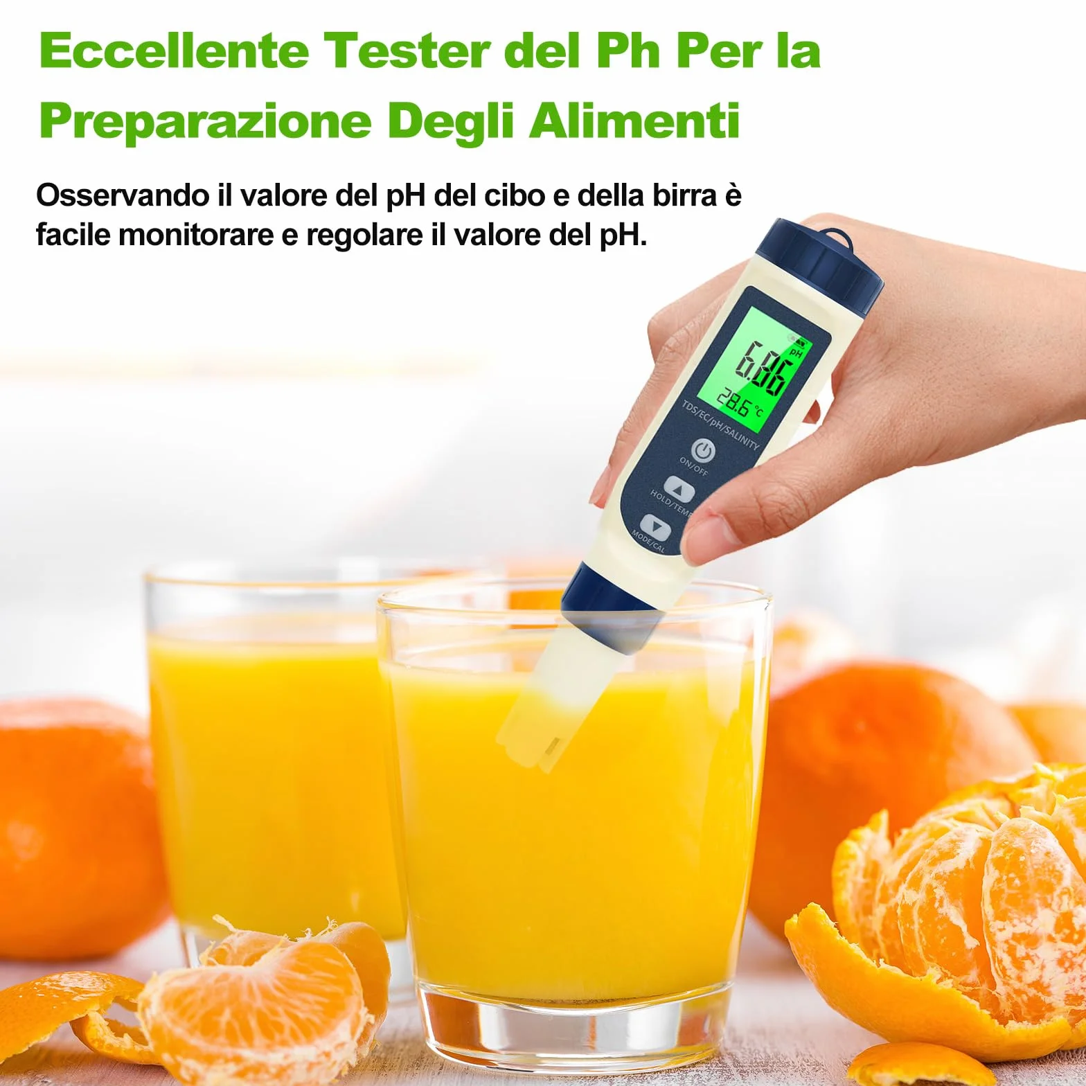 Pious Misuratore pH 5 in 1 TDS/EC/Salinità/Termometro Display LCD, Compensazione Automatica della Temperatura, per Coltura Idroponica Piscina