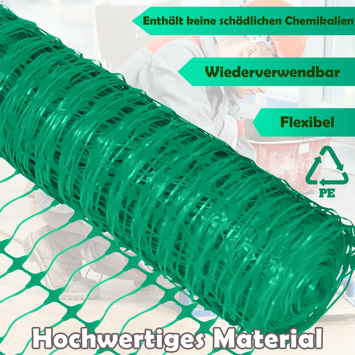 Froadp Recinzione di vimini da 1 m x 30 m con chiodi da terra e nastri, rete di protezione in plastica, recinzione mobile multifunzionale, recinto di pecora, recinzione per cani, pollame (verde)