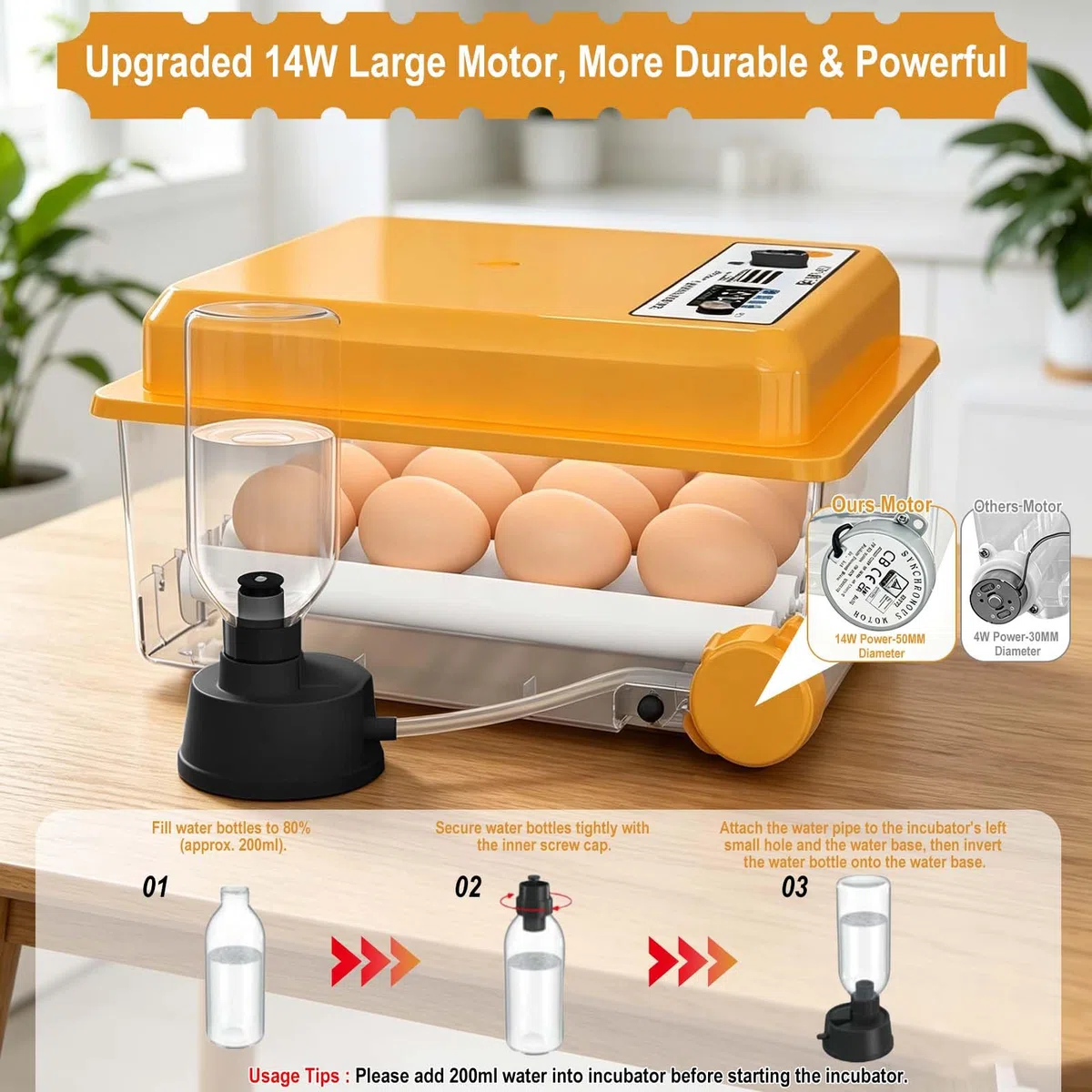 Incubatrice Per Uova Automatica Di Gallina, Incubatrice Uova Con Rotazione & Controllo Della Temperatura & Aggiunta Di Acqua | Lampada, Per Galline, Quaglie & Anatre