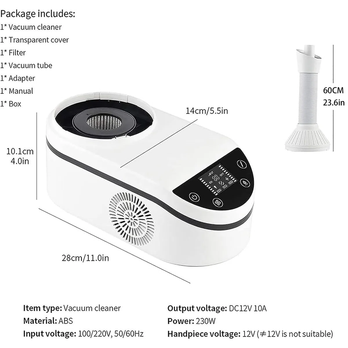 230w Aspiratore di Polveri per Attrezzature da Laboratorio Odontoiatrico,Aspiratore Portatile Potente,Collettore di Polveri da Tavolo,Aspiratore per Polvere con Design A LED