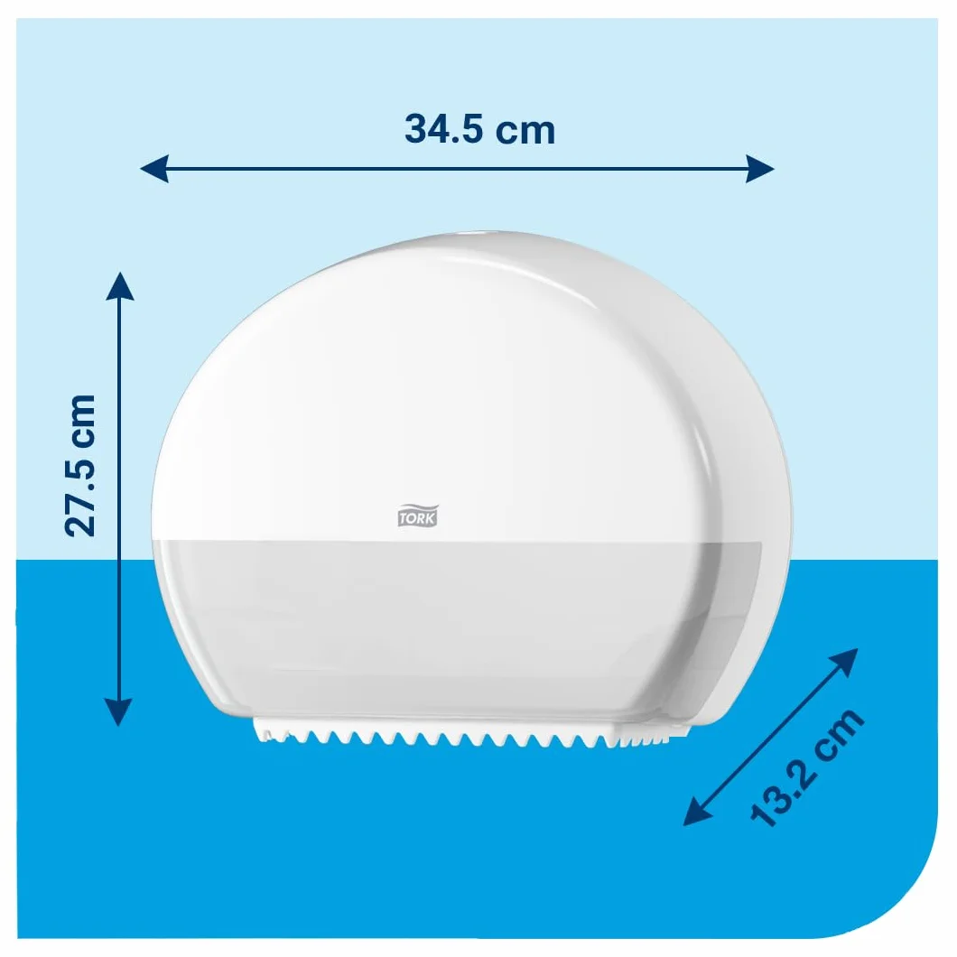Tork 555000 Dispenser rotolo di Carta Igienica Mini Jumbo sistema T2 27,5 cm x 34,5 cm x 13,2 cm bianco