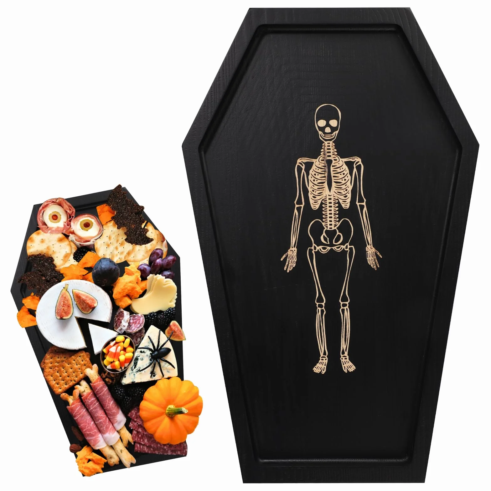 Vassoio per Bara Scheletro Halloween Gotico Spettrale per Servire Cibo Formaggio Bomboniere