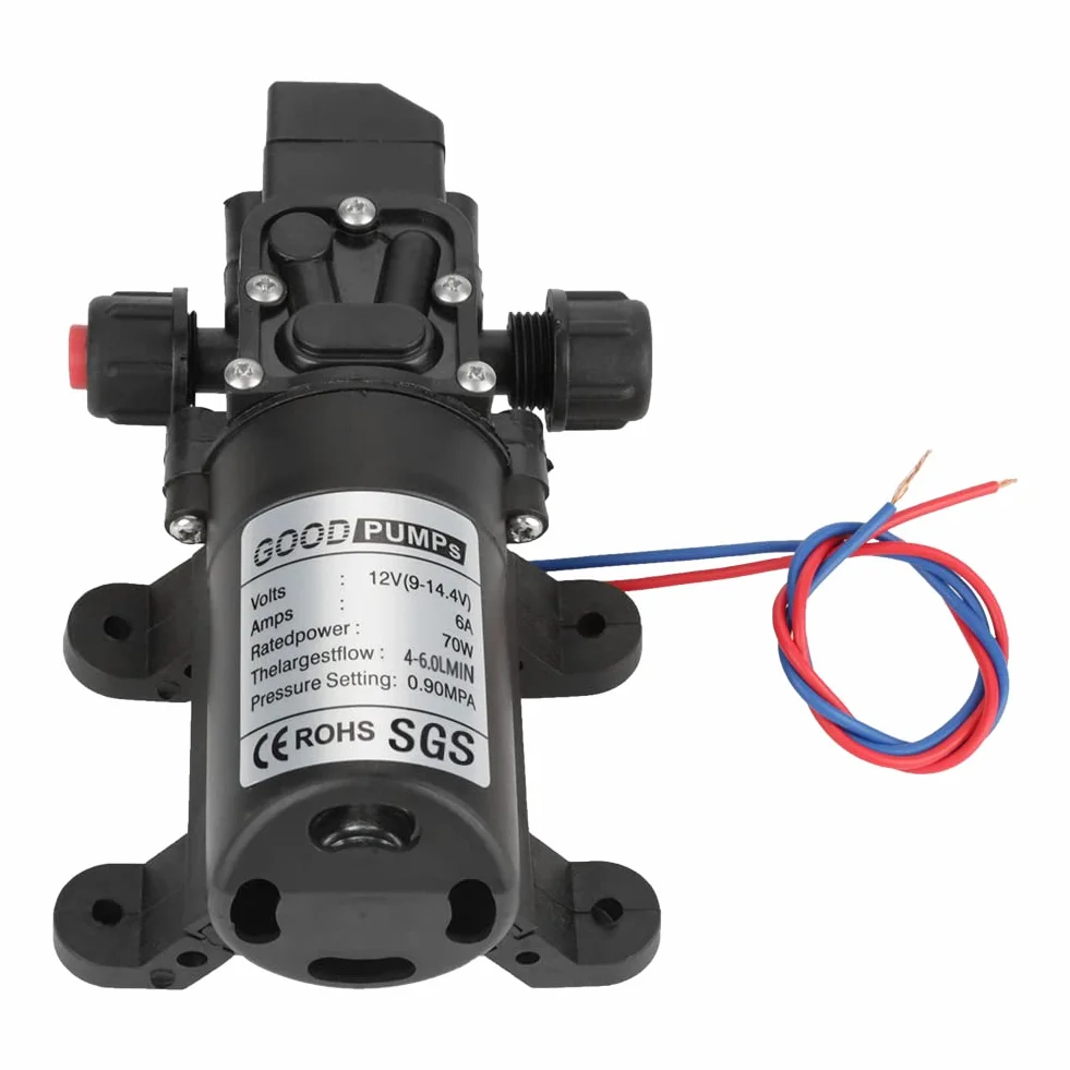 DC 12V 0.9Mpa 4-6L/Min Acqua Ad Alta Pressione Diaframma 70W Pompa autoadescante