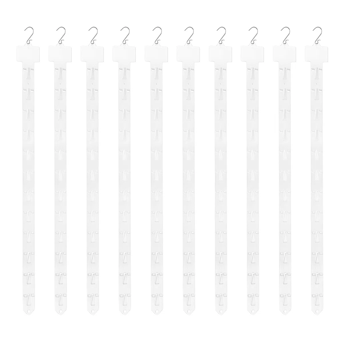 QUARKZMAN 10Pcs Strisce Appendibili Da Banco Con Ganci A S 24.8" Supporti In Plastica Per Esposizione Con Etichetta Per Negozio Casa Organizzatore Sacchetti Snack Trasparente