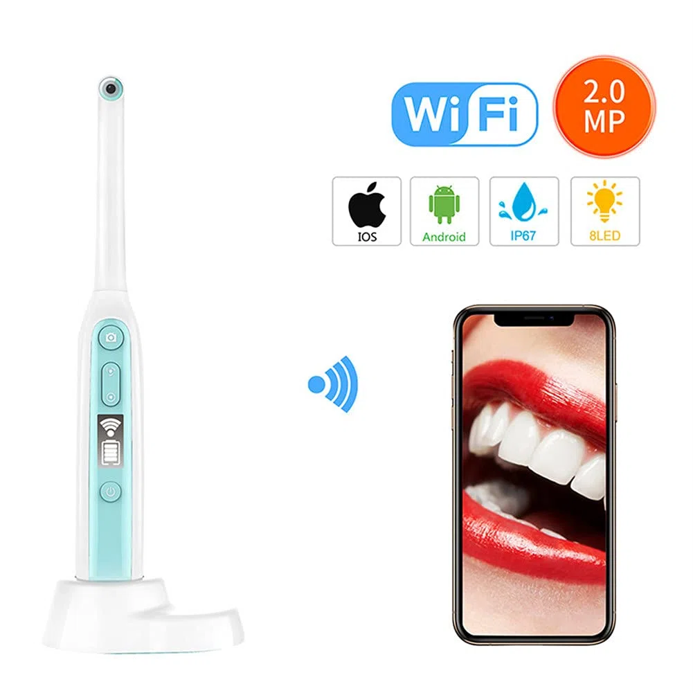 Endoscopio senza fili, endoscopio intraorale con 8 luci a led WiFi wireless telecamera dentale ispezione per dentista orale in tempo reale video strumenti dentali