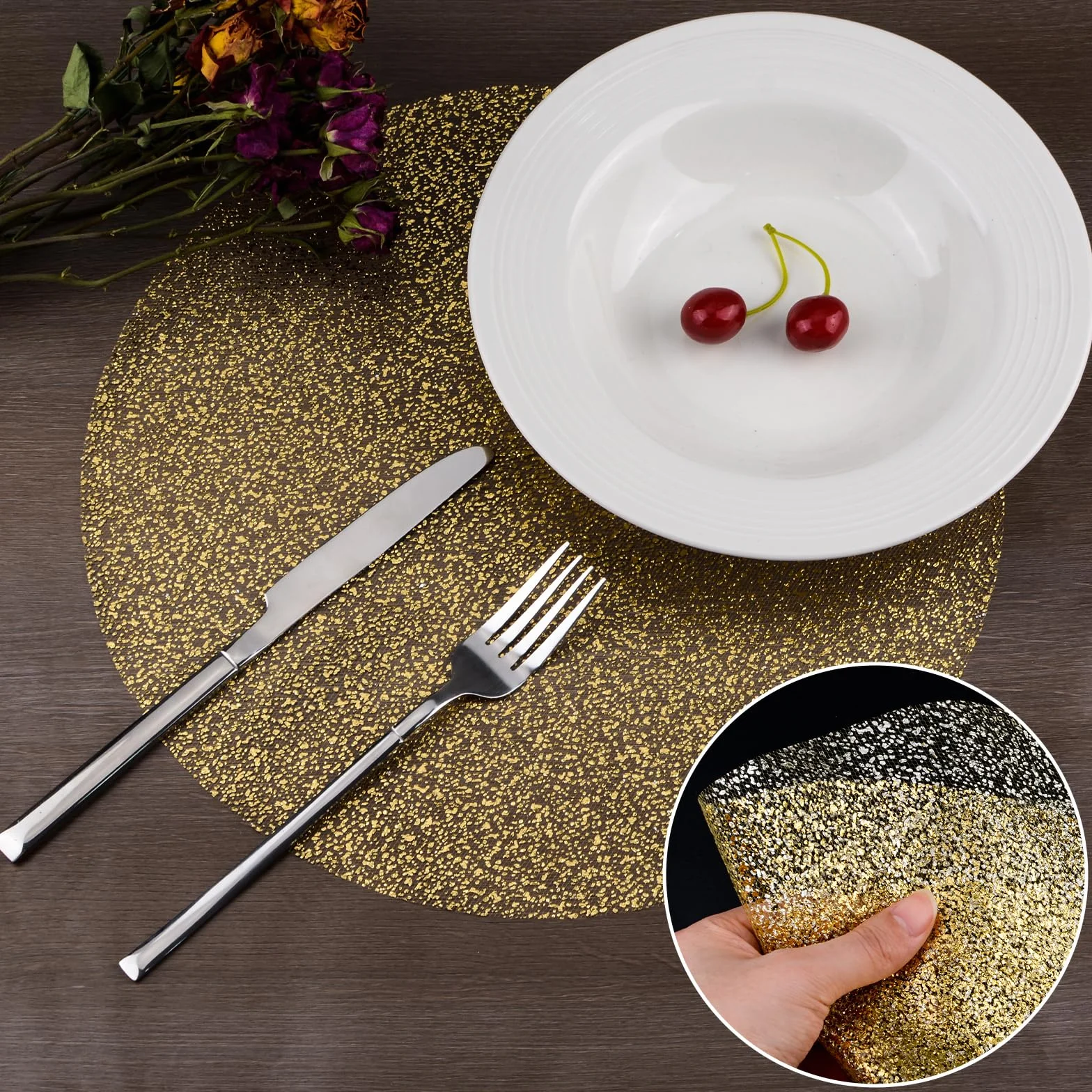 Tappetino da Pranzo in Lamina d'oro 50 Pezzi Monouso per Feste di Nozze